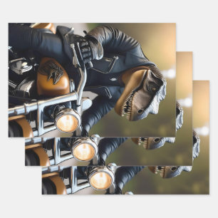 **"Revved Up Rex: T-Rex in Leathers on a Motorbike Geschenkpapier Set