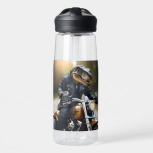 **"Revved Up Rex: T-Rex in Leathers on a Motorbike Trinkflasche