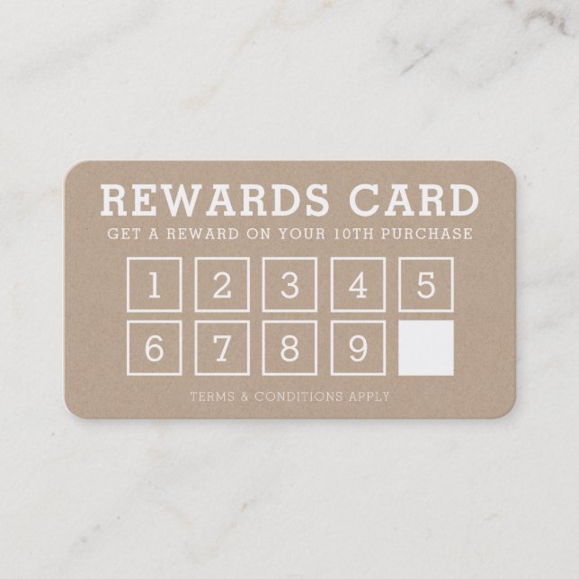 REWARD PUNCH CARD einfache moderne Loyalität 10. k Treuekarte (Vorderseite)