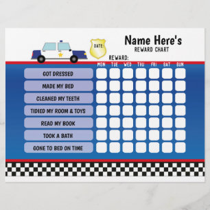 Rewards Chart Personalisiert Police Car Planner Ki Flyer