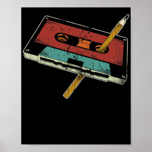 Rewind Cassette Pencil 80er 90er Musik Poster
