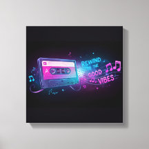 "Rewind the Good Vibes" Kassette-Tape-Leinwanddruc
