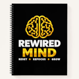 Rewired Mind Logo Spiralblock - Schwarzes Journal Notizbuch