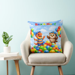 Rex and hoot ball pit adventure throw pillow kissen