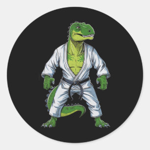 Rex Dinosaur Kampfsport Martial Artist Jiu-Jitsu Runder Aufkleber