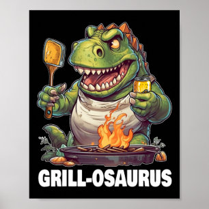 Rex Grillen Dinosaur Funny Vathers Day Grilling Poster