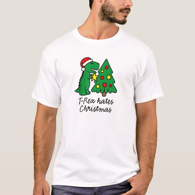 Rex hasst Christmas Tree Decoration Star Dinosaur T-Shirt (Vorderseite)
