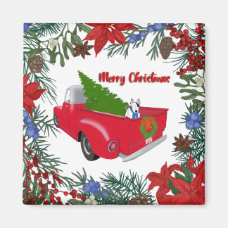 Rex in Vintagem Red Truck Magnet