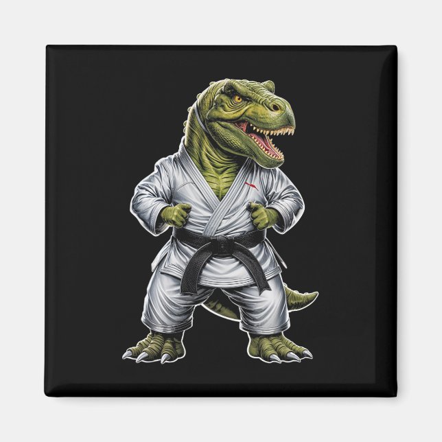 Rex Kampfsport Dinosaurier Karate Jiu-Jitsu Ninja  Magnet (Vorne)
