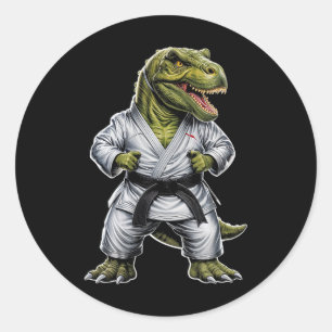 Rex Martial Arts Dinosaur Karate Jiu-Jitsu Ninja Runder Aufkleber