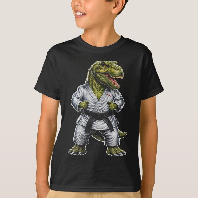 Rex Martial Arts Dinosaur Karate Jiu-jitsu Ninja  T-Shirt (Vorderseite)