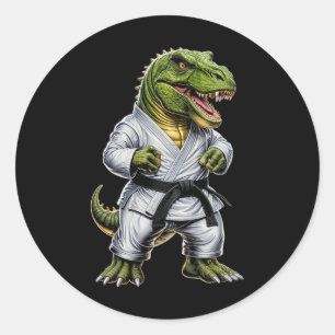 Rex Martial Arts Dinosaur Karate Judo Bjj Kämpfer Runder Aufkleber