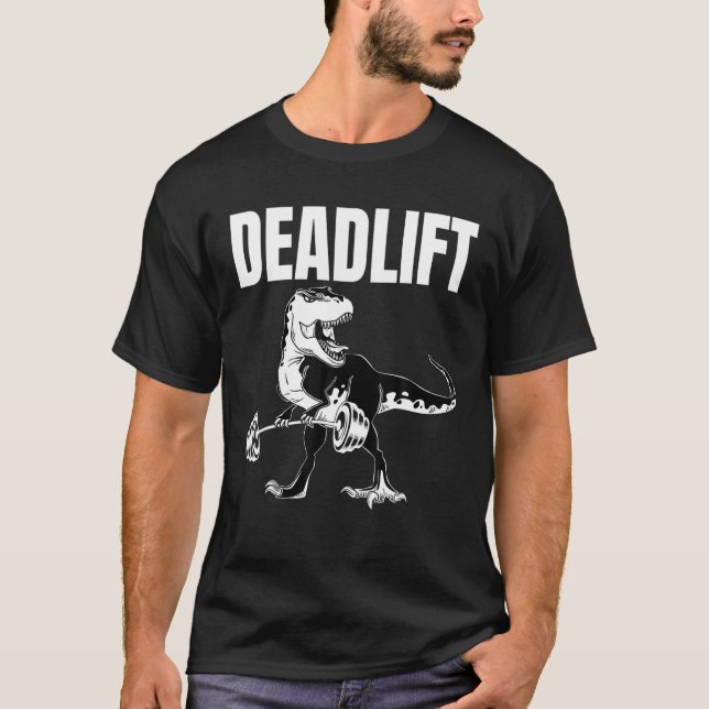 Rex Raptor Dinosaurier Trainer Deadlift GYM Workou T-Shirt (Vorderseite)