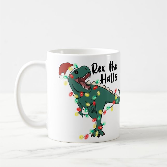 Rex the Halls Dinosaur T-rex Weihnachten Kaffeetasse (Links)
