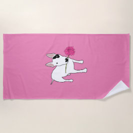 Rex und Blume rosa Strandtuch
