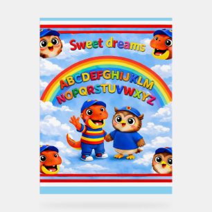 Rex und Hoot ABC Regenbogen-Klassenzimmer Premium Acrylschild