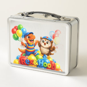 Rex und Hoot-Ballon-Party-Metall-Lunchbox, individ Metall Brotdose