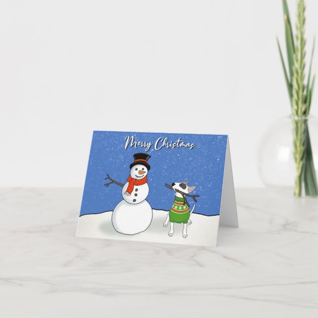 Rex und Snowman Frohe Weihnachtskarte Feiertagskarte (Vorderseite)