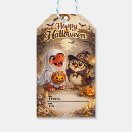 Rex und Uhu Halloween-Geist-Dinosaurier, in dem Eu Geschenkanhänger