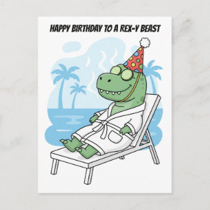 Rex-y-Beast-Spa-Tag-Geburtstagsdinosaurier Postkarte