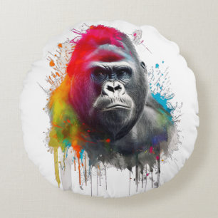Rey de la Selva: Majestuoso Gorila Espald Rundes Kissen