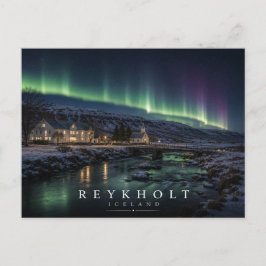 Reykholt Historisches Dorf Island Aurora Postkarte