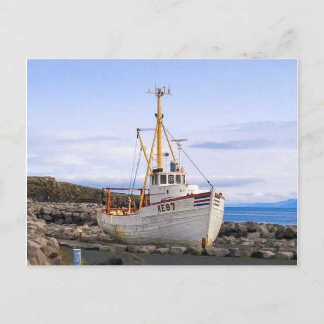 Reykjanesbær Island Boat Postkarte (Vorderseite)