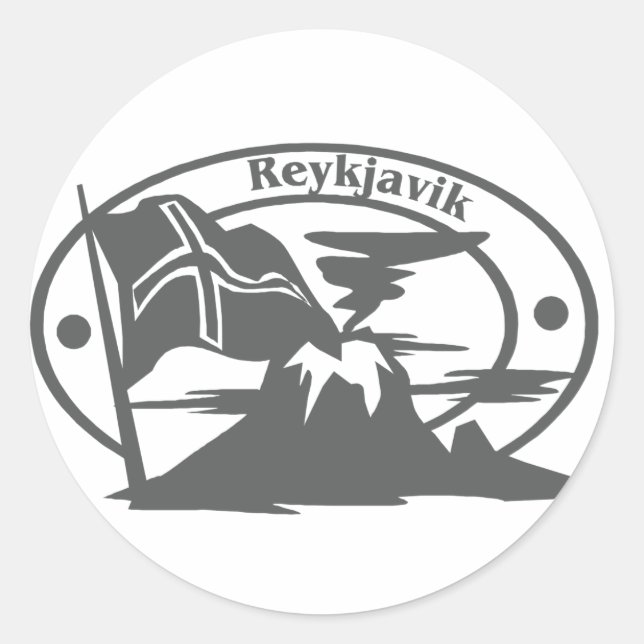 Reykjavik Briefmarke Runder Aufkleber (Vorderseite)