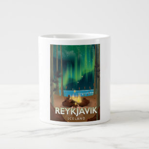 Reykjavik Camping Vintage Reiseposter Jumbo-Tasse