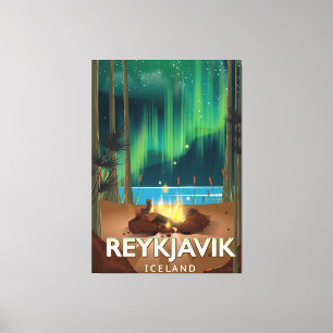 Reykjavik Camping Vintage Reiseposter Leinwanddruck