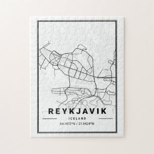 Reykjavik Iceland City Map Mod Minimalist Puzzle