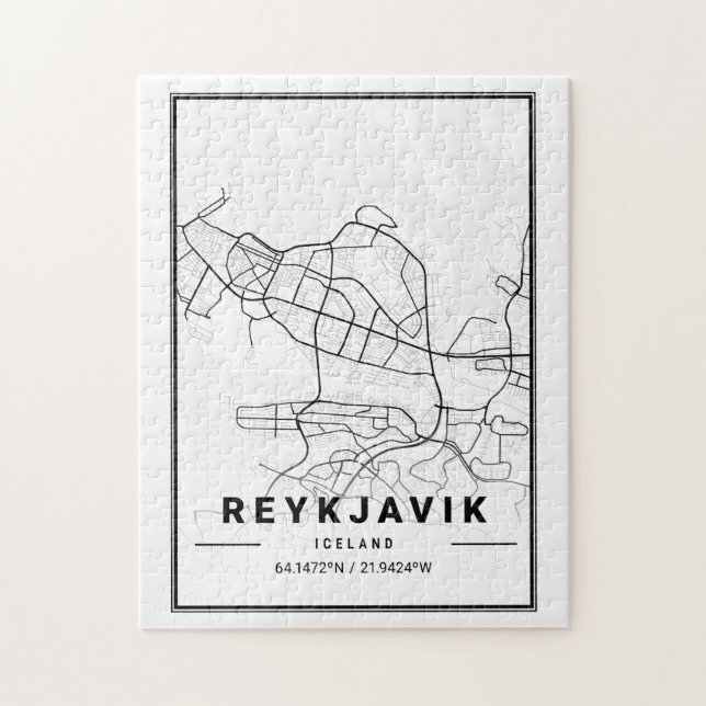 Reykjavik Iceland City Map Mod Minimalist Puzzle (Vertikal)