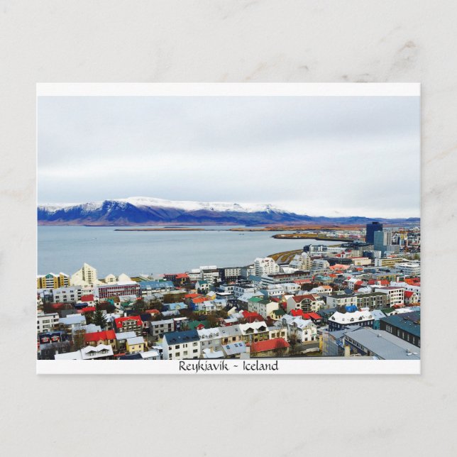 Reykjavik Iceland Rooftop Mountains Postcard Postkarte (Vorderseite)