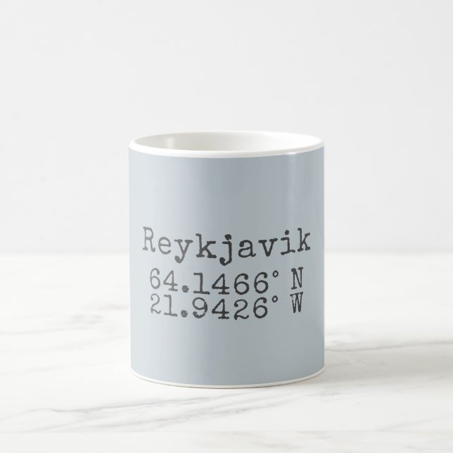 Reykjavik Island, Breitengrad und Längengrad Kaffeetasse (Mittel)