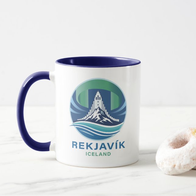 Reykjavik Island Europa Tasse (Mit Donut)