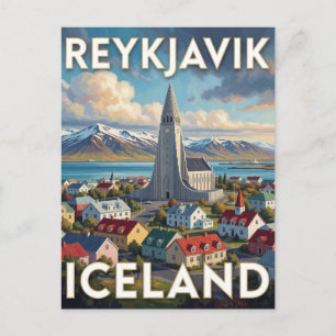 Reykjavik Island Hallgrimskirkja Bucht Reise Postkarte