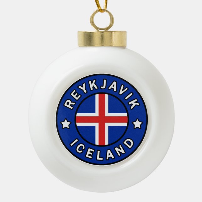 Reykjavik Island Keramik Kugel-Ornament (Vorderseite)