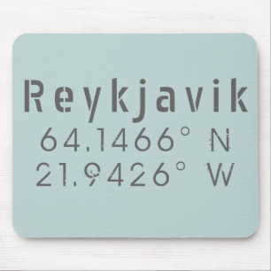Reykjavik Island Latitude Longitude Mousepad