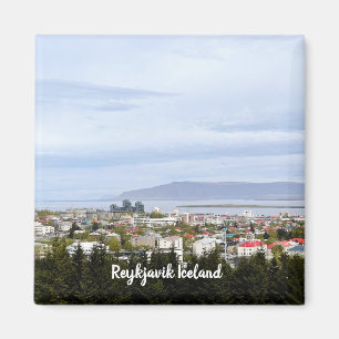 Reykjavik Island Mount Esja Cityscape Foto Text Magnet