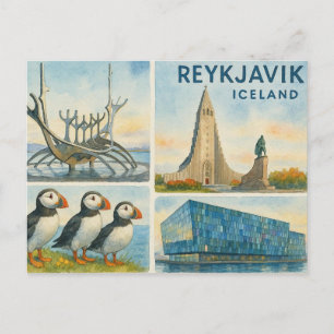 Reykjavik Island Multiview  Feiertagspostkarte