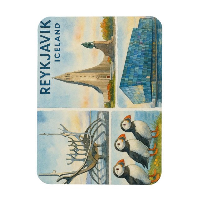 Reykjavik Island Multiview Magnet (Vertikal)