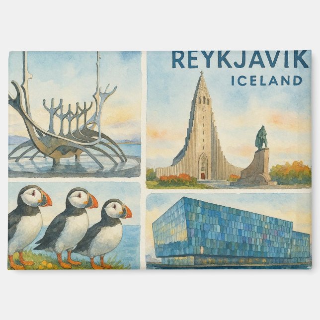 Reykjavik Island Multiview Magnet (Vorderseite)