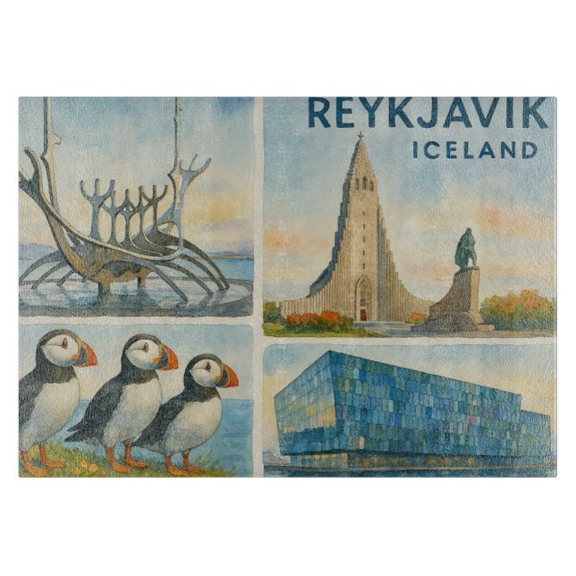 Reykjavik Island Multiview Schneidebrett (Vorderseite)