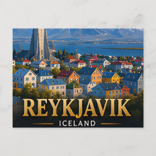 Reykjavik Island Nordlichter Escape ❄️ Postkarte