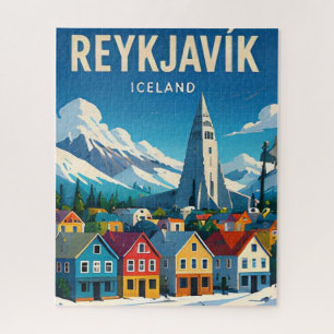 Reykjavik Island Nordlichter Stadtansicht Puzzle