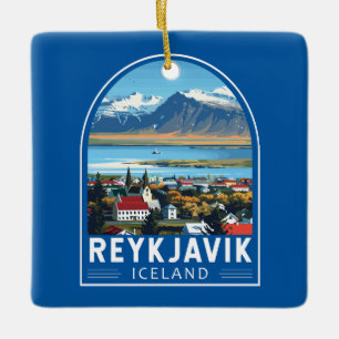 Reykjavík Island Reise Kunst Vintage Keramikornament