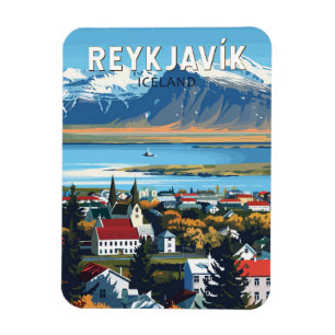 Reykjavík Island Reise Kunst Vintage Magnet