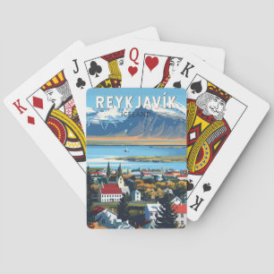 Reykjavík Island Reise Kunst Vintage Spielkarten