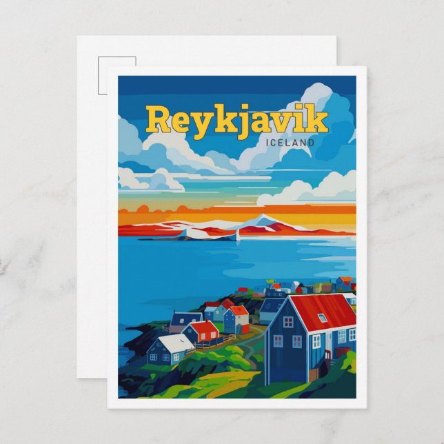 Reykjavik Island Reisen Kunst, Dichtung und Musik  Postkarte (Vorne/Hinten)