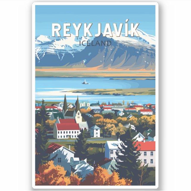 Reykjavík Island Reisen Vintag Aufkleber (Vorderseite)